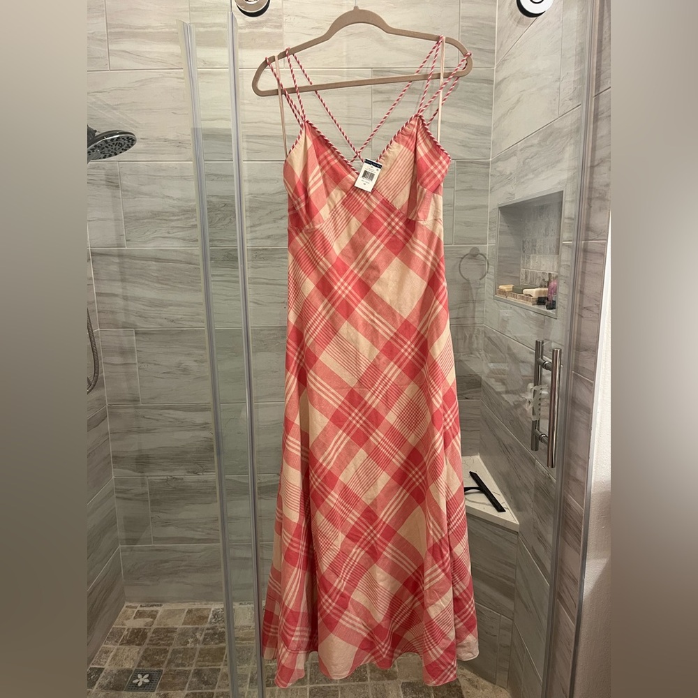 Ralph Lauren Pink Checkered Maxi Dress NWT - Picture 6 of 11